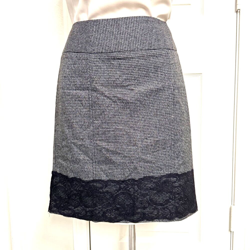 2/$20 Maurices Grey Black Lace Hem Back Zipper and Slit Skirt